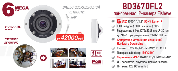 Внимание, новинка: 6 Мп fisheye IP-камера BEWARD BD3670FL2