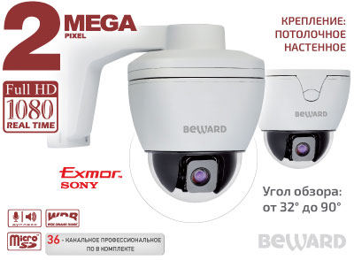 Новинка BEWARD: 2 Мп PTZ-камера B55-3 с матрицей SONY Exmor